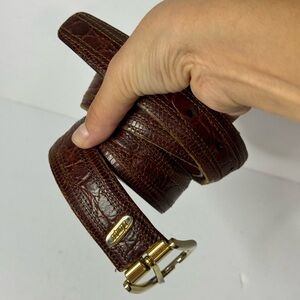 Vintage Olimpo Brown Leather Belt with Stitching #1325 Made In Spain